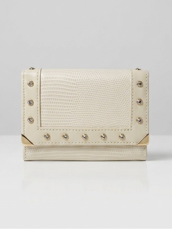 Swarovski Handbags - Swarovski Crystal Embellished Lizard Embossed Bifold Leather Wallet